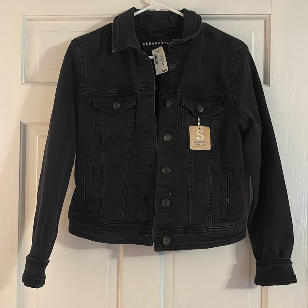 Aeropostale Black jean jacket MEDIUM. NWT
